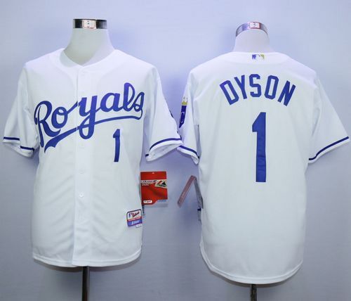 Royals #1 Jarrod Dyson White Cool Base Stitched MLB Jersey